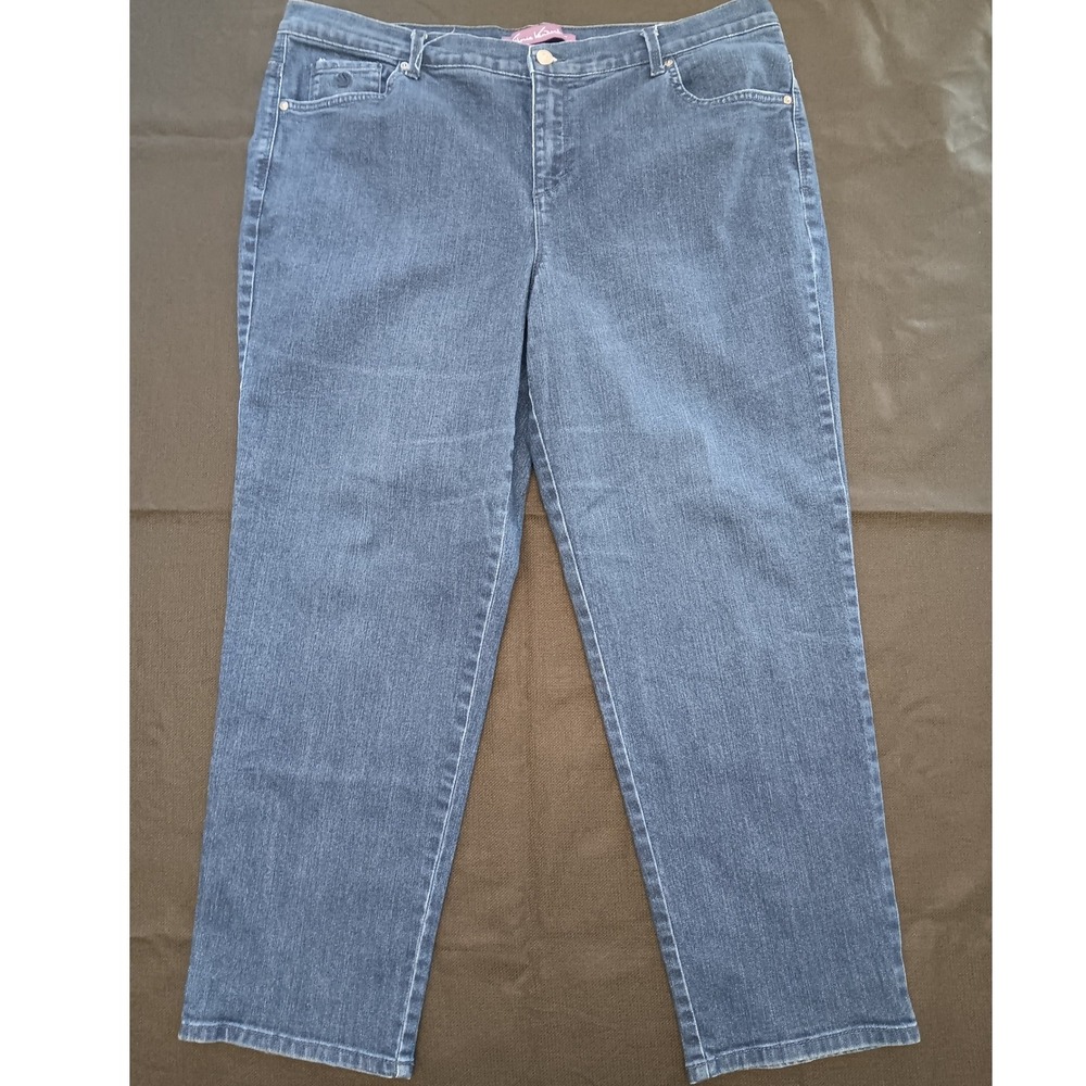 Gloria Vanderbilt Amanda High Rise Tapered Jeans Womens 18W Short Dark Wash Blue